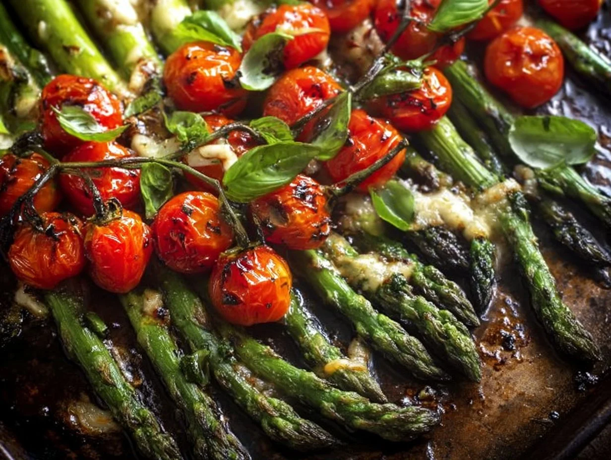 Parmesan Roasted Asparagus: A Simple and Flavorful Delight Parmesan Roasted Asparagus garnished and ready to serve