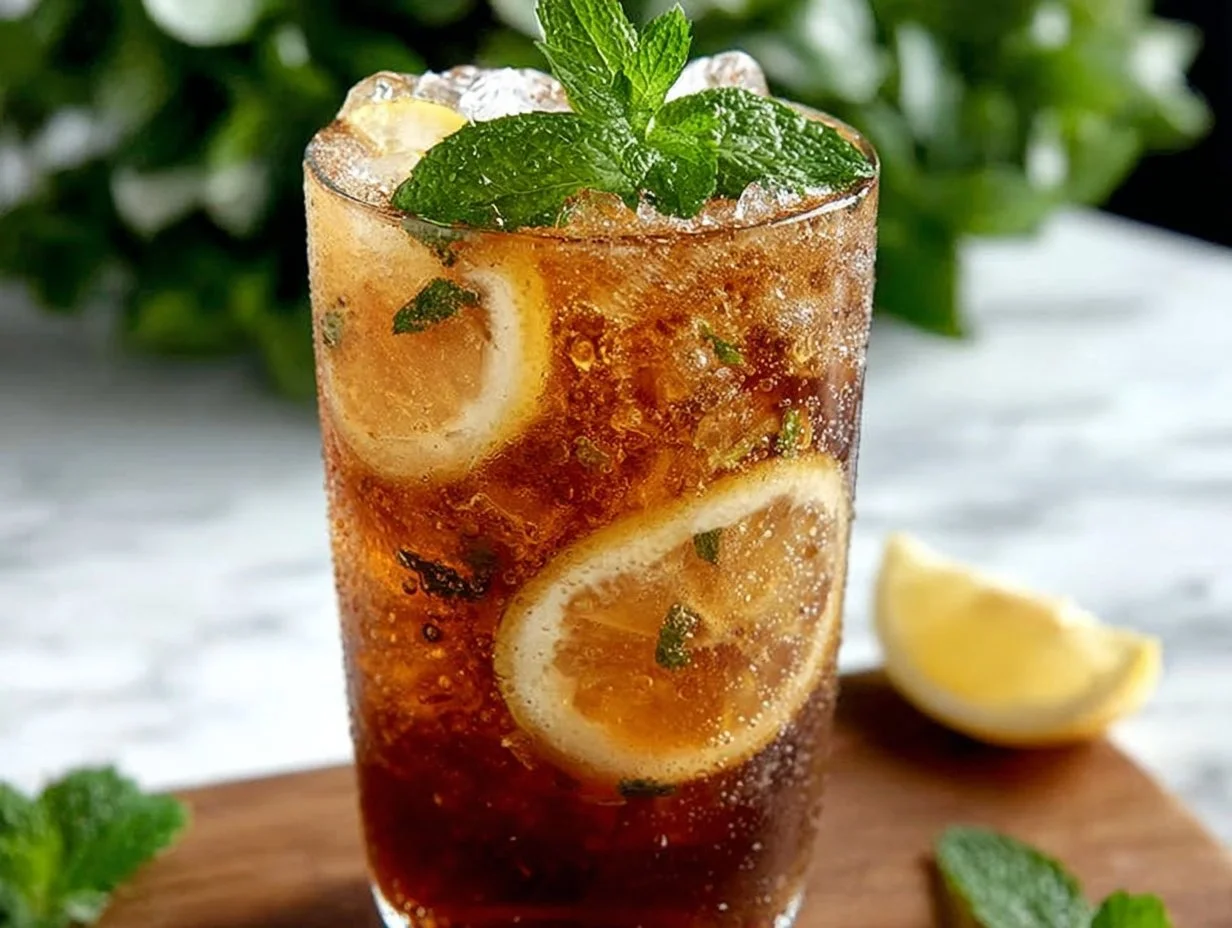 Perfect Sweet Southern Iced Tea: Refreshing and Delightful Glass of Perfect Sweet Southern Iced Tea served with lemon and mint