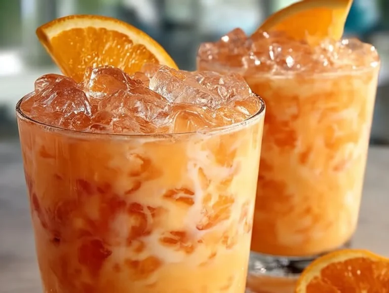 Refreshing Coconut Orange Glow drink with vibrant fruits and coconut.