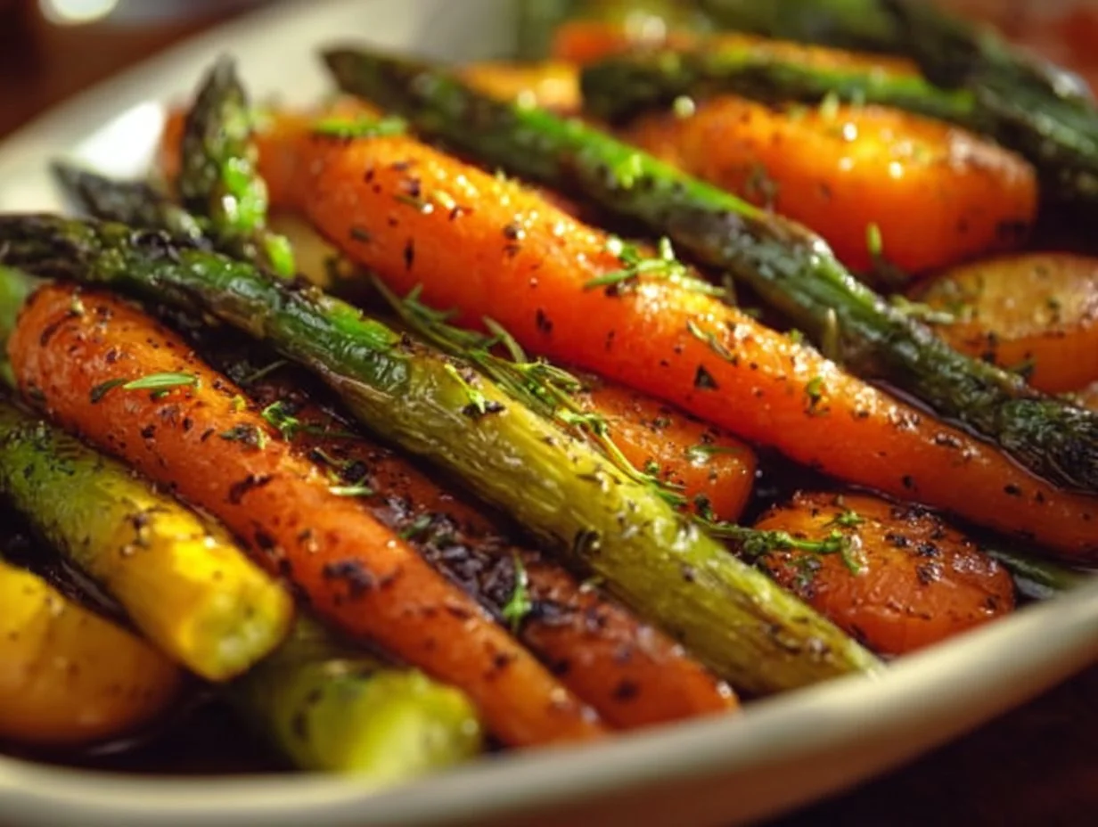 Roasted Asparagus and Carrots: A Flavorful Side Dish Image of roasted asparagus and carrots, a healthy side dish