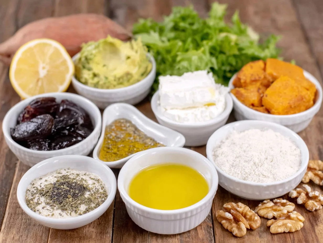 Roasted Beet, Sweet Potato & Avocado Salad with Whipped Ricotta & Lemon-Tahini Drizzle