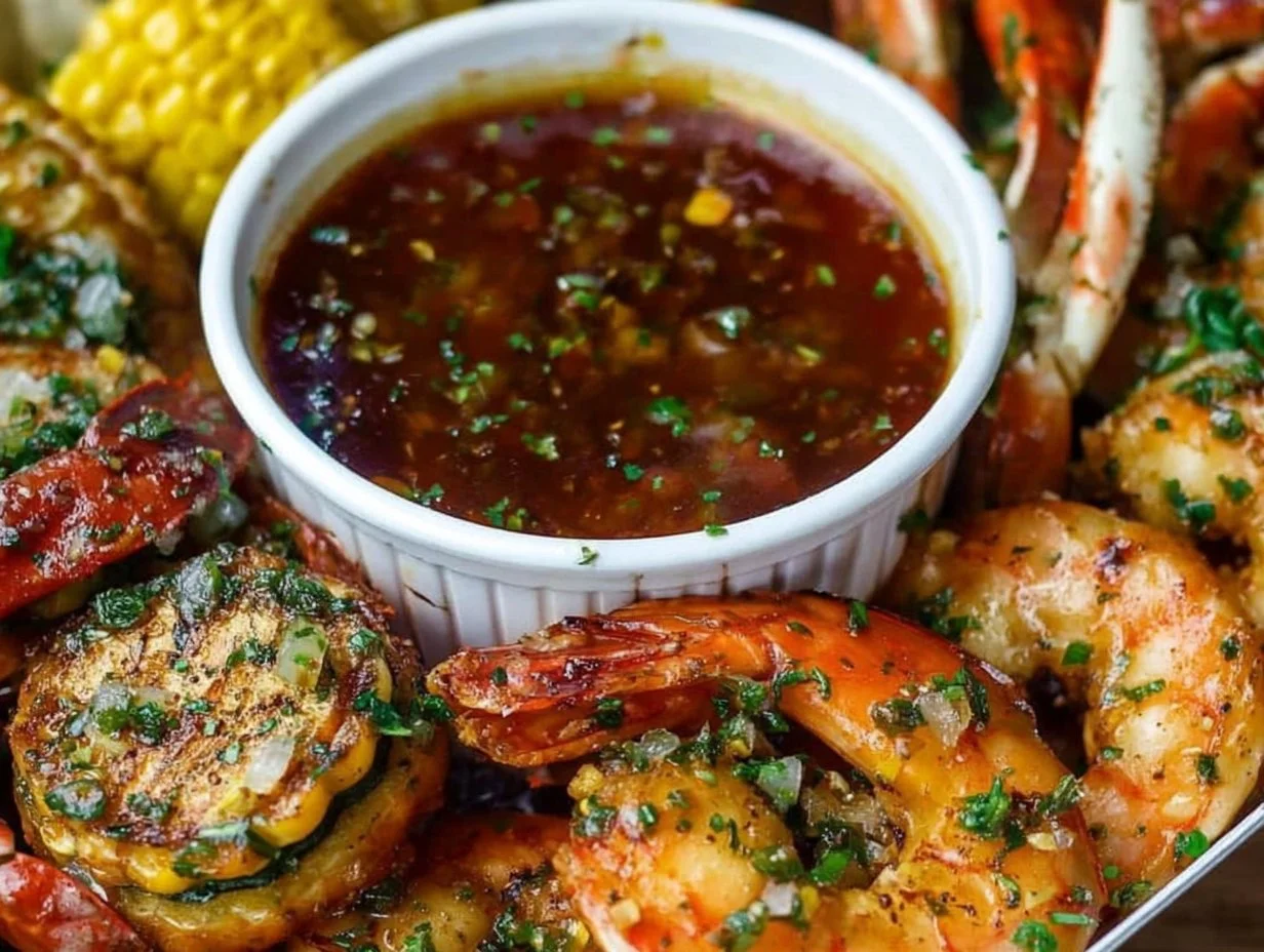 Seafood Boil Dipping Sauce: A Creamy Cajun Delight Seafood boil dipping sauce served alongside shrimp and crab