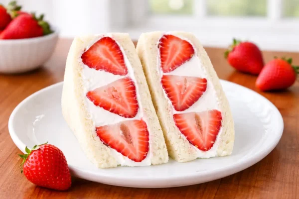 A delicious strawberry sandwich made with fresh ingredients.