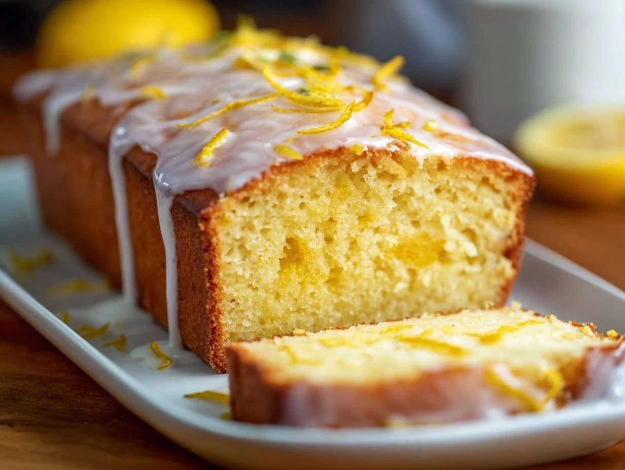 A delicious slice of Sunshine Keto Lemon Loaf on a plate