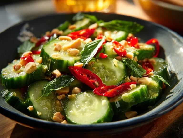 Refreshing Thai Cucumber Salad: A Zesty Delight Delicious Thai cucumber salad with fresh herbs and spices