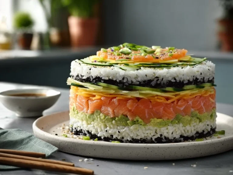 The easy-to-make avocado sushi cake is a delightful fusion of flavors that captures the essence of sushi in a fun and shareable format. With layers of sushi rice, creamy avocado, fresh fish, and crisp cucumber, this dish is perfect for gatherings or a unique dinner. Whether you’re a sushi lover or looking to impress your guests, this eye-catching cake is sure to please a crowd. Avocado Sushi Cake