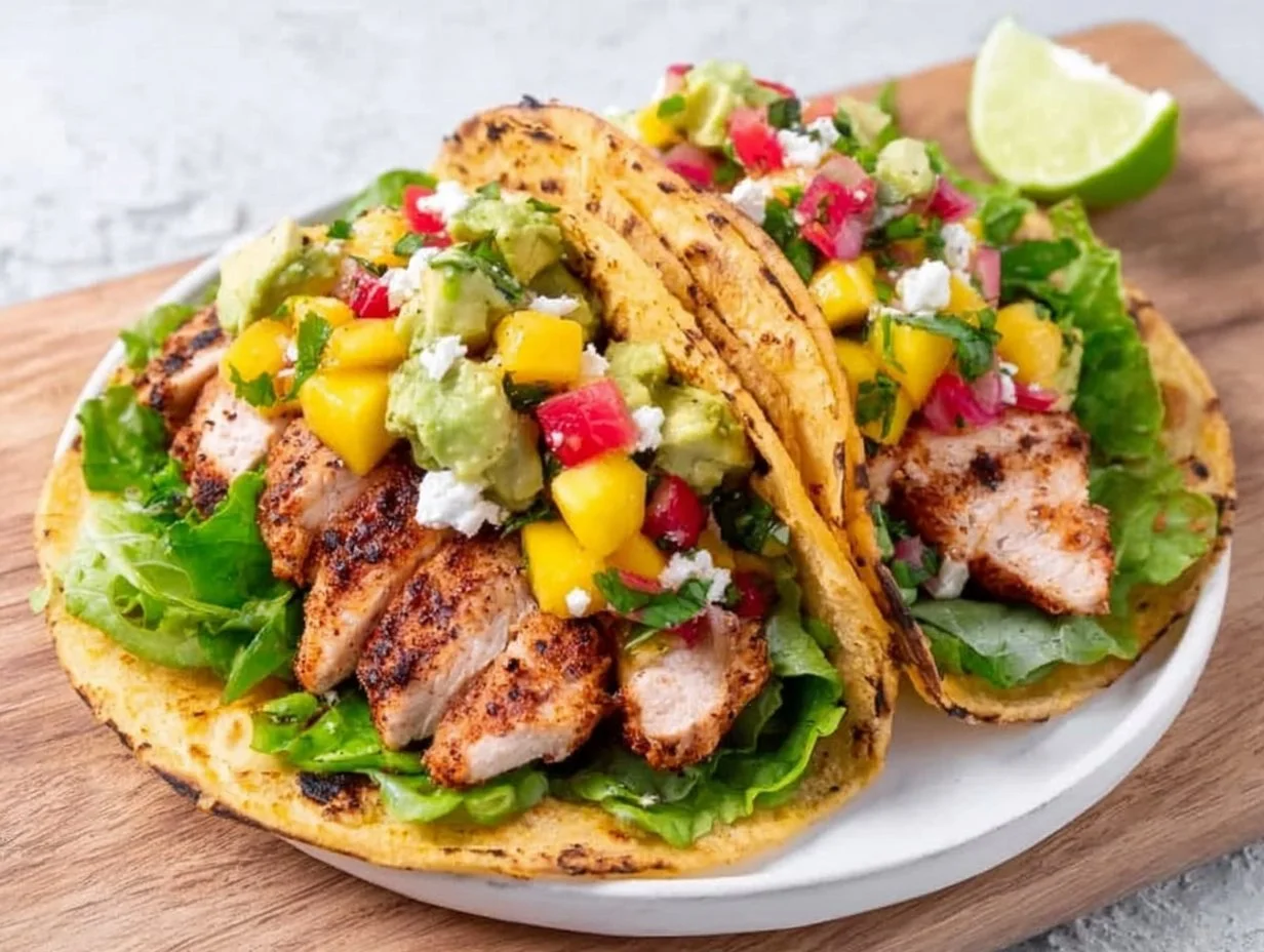 Blackened Chicken Tacos with Mango Avocado Salsa: A Flavor Explosion! Blackened Chicken Tacos with Mango Avocado Salsa