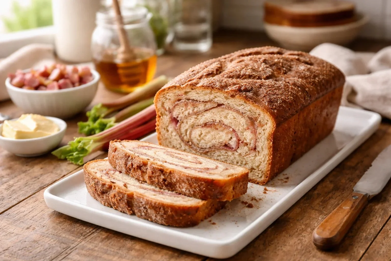 Cinnamon Swirl Rhubarb Bread