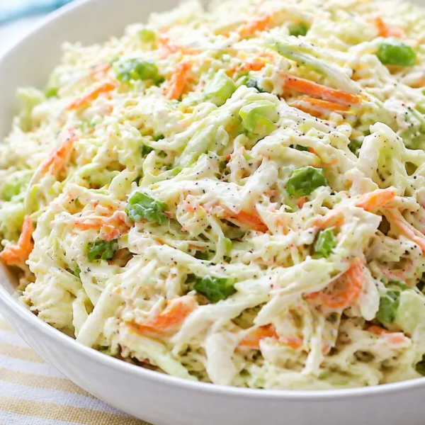 Delicious coleslaw for BBQ served with pulled pork at a summer cookout.
