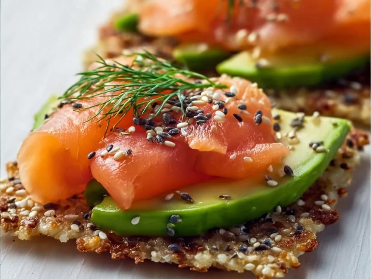 Crispy Rice Cracker with Salmon and Avocado