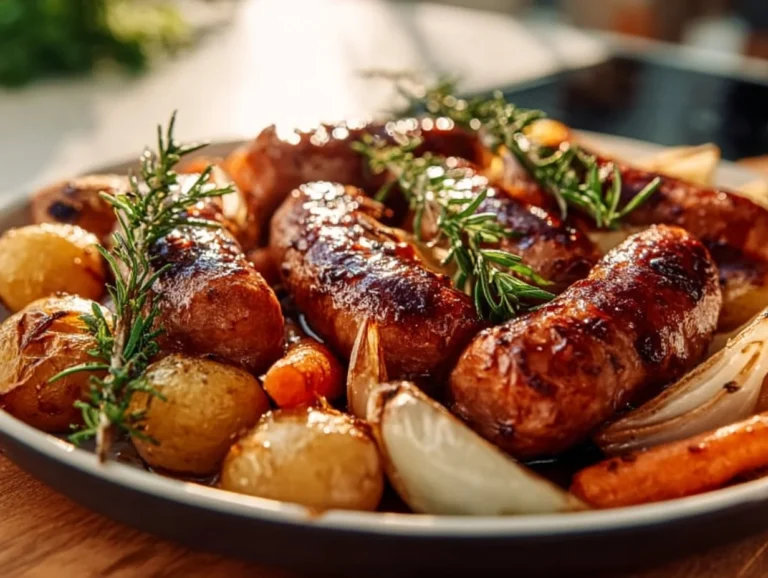 Honey Garlic Kielbasa: A Quick and Flavorful Meal in One Pan Honey Garlic Kielbasa dish garnished and ready to serve