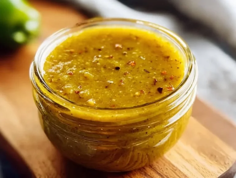 Jalapeno Honey Mustard Sauce: Unleash the Sweet & Spicy Flavor You'll Love Jar of homemade jalapeno honey mustard sauce on a wooden table