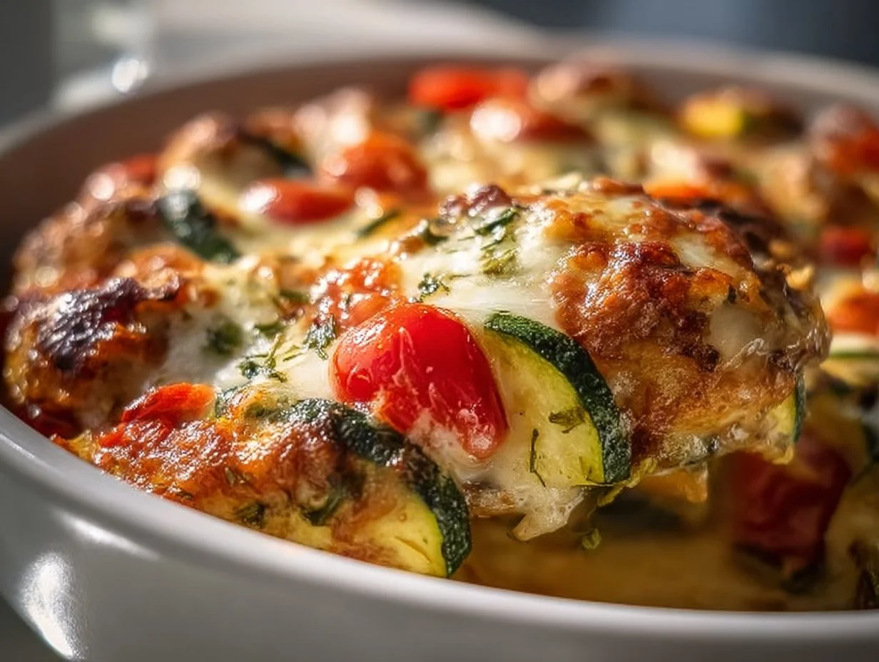 Mediterranean Chicken Zucchini Bake