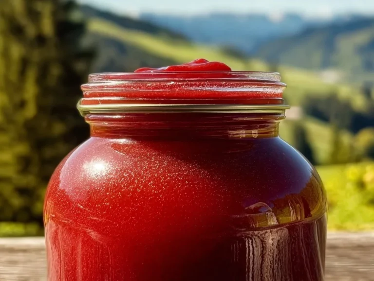 Homemade rhubarb butter spread on toasted bread.