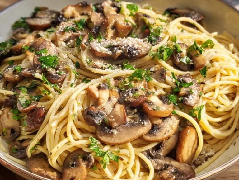Easy Mushroom Garlic Spaghetti is a delightful yet straightforward pasta dish that can elevate your weeknight dinners with minimal effort. Featuring crucial ingredients like garlic, mushrooms, and a generous sprinkle of cheese, this recipe offers a satisfying blend of flavors and textures. With just a few simple steps, you'll have a delicious meal ready in no time. Mushroom Garlic Spaghetti