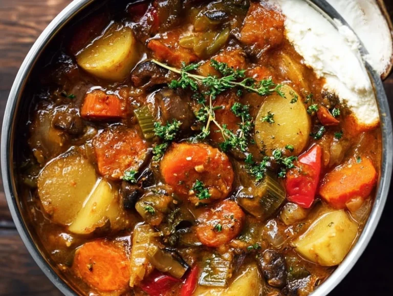 Easy One Pot Vegetable Stew is a warm, comforting dish packed with robust flavors and an array of nutritious vegetables. This recipe features hearty ingredients like lentils, potatoes, and carrots, combined in a flavorful broth that warms the soul. Perfect for busy weeknights or as a satisfying main dish, this one-pot meal is both simple to make and deeply satisfying. vegetable stew