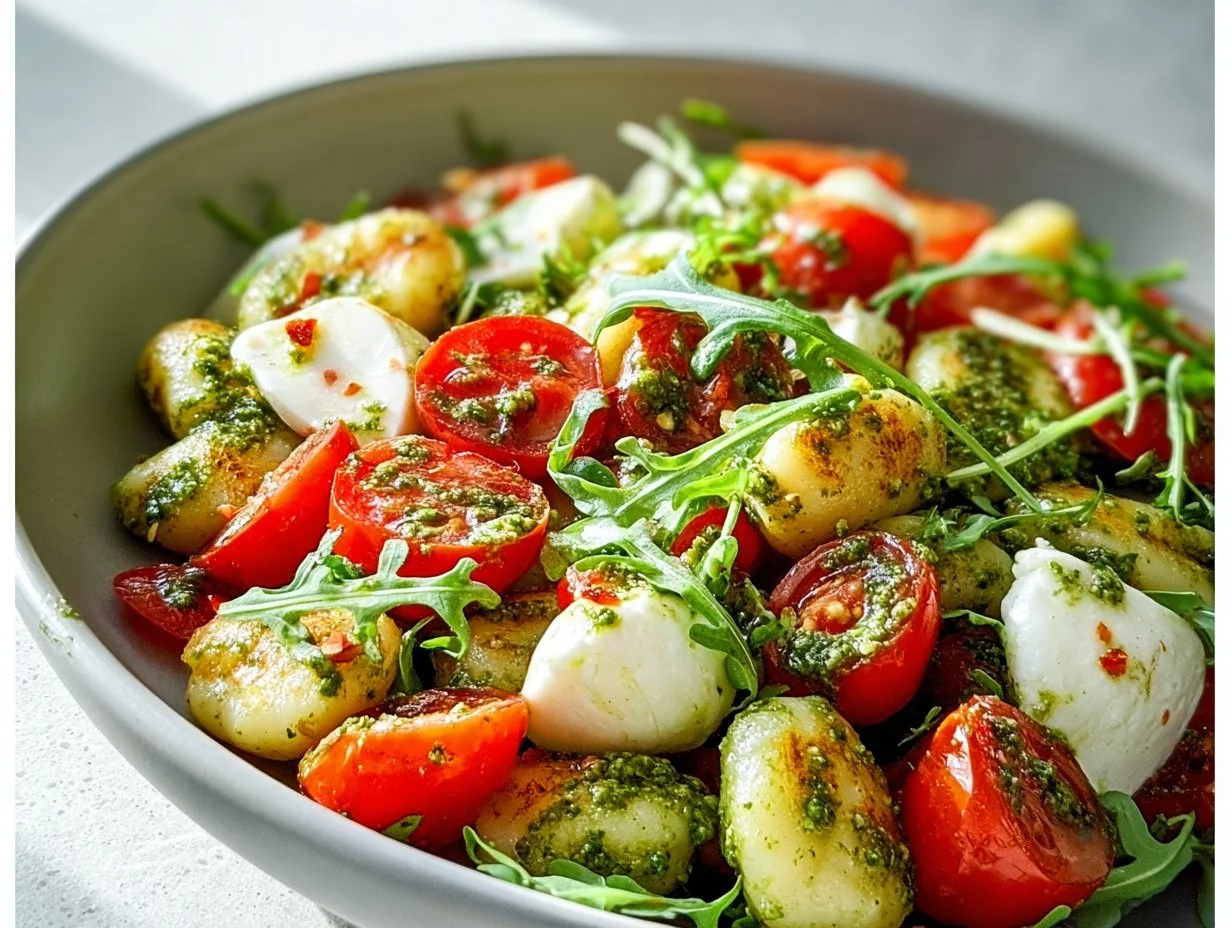 Roasted Gnocchi Salad with Basil Pesto