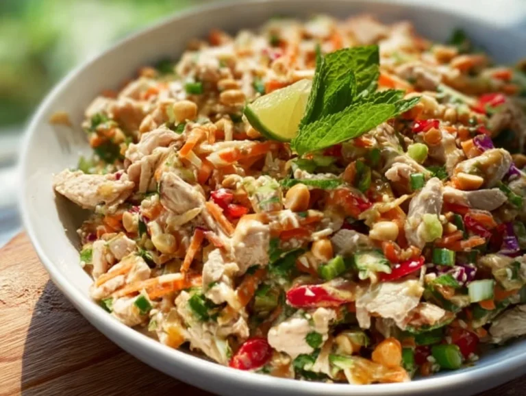 Thai Chicken Salad is a fresh and vibrant dish that combines tender chicken, crunchy veggies, and a creamy peanut dressing. This salad is perfect for a light lunch or dinner, offering a satisfying balance of flavors and textures. With simple ingredients and quick preparation, it’s a must-try for anyone seeking a healthy yet delicious meal. Thai Chicken Salad