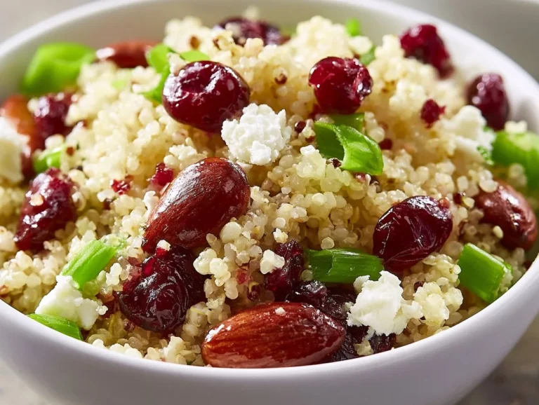 Cranberry Quinoa Feta Salad Homemade Cranberry Quinoa Feta Salad is a delightful fusion of flavors and textures that's both nutritious and colorful. This salad features nutty quinoa, sweet cranberries, and creamy feta, making it a perfect choice for a light lunch or as a side for gatherings. Quick and easy to prepare, it's also ideal for meal prepping for the week ahead. Cranberry Quinoa Feta Salad