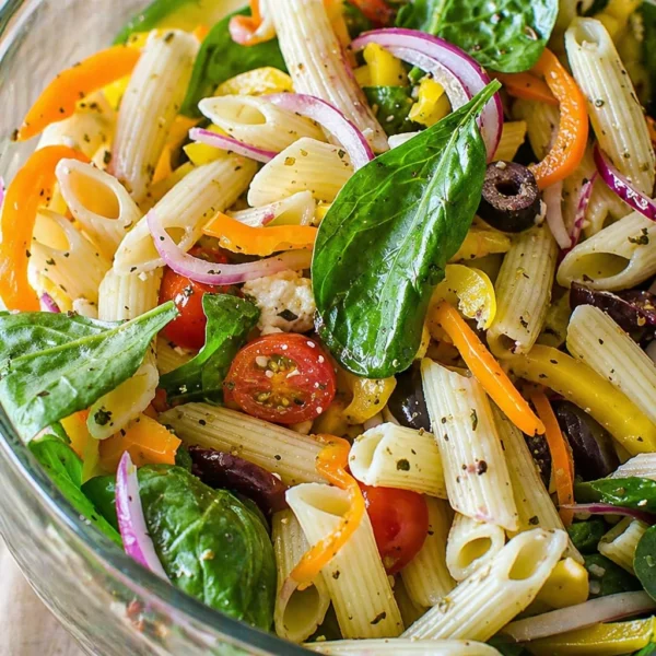 Fresh Lemon Herb Pasta Salad with chickpeas, herbs, and lemon vinaigrette.