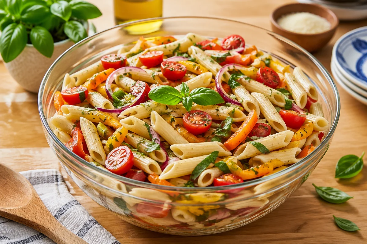 Easy Lemon Herb Pasta Salad with Fresh Veggies and Feta Easy Lemon Herb Pasta Salad with Fresh Veggies and Feta