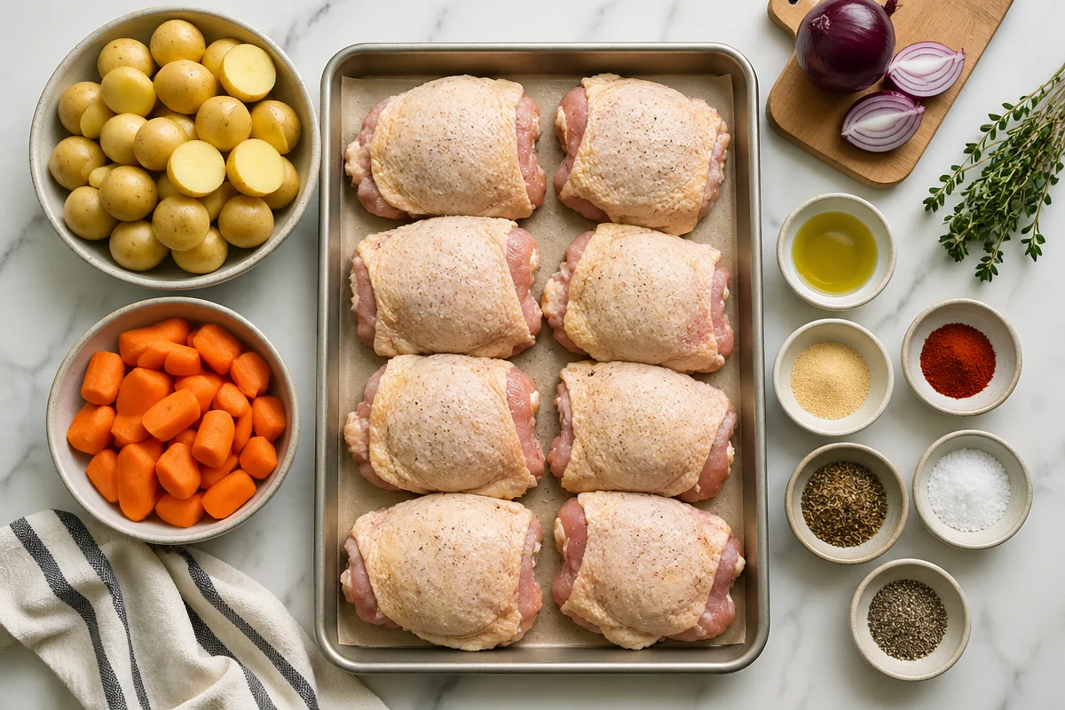 Savory Chicken Thigh Sheet Pan Dinner for Busy Weeknights Chicken Thigh Sheet Pan Dinner