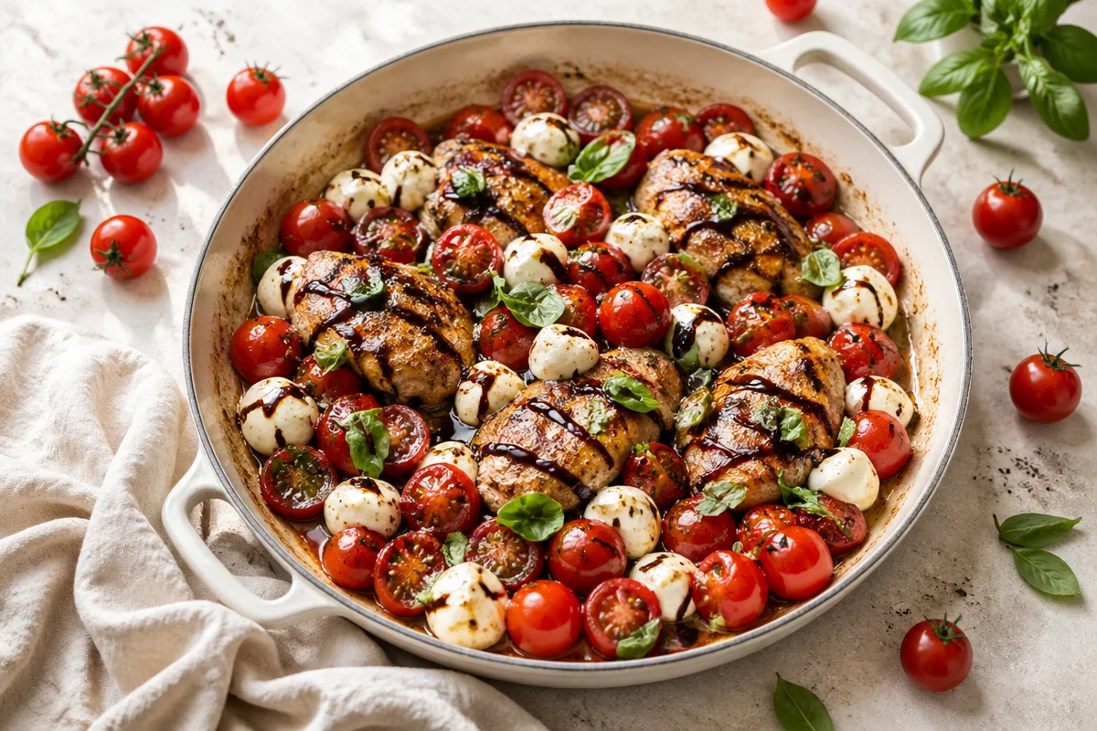 Sizzling Caprese Chicken Skillet – Quick & Delicious One-Pan Meal!