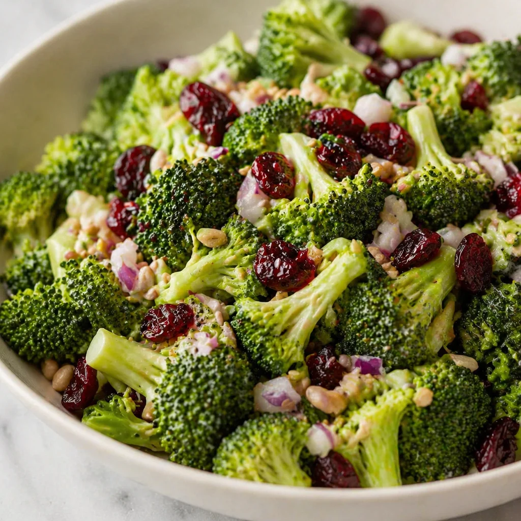 Zesty Broccoli Slaw with Lemon Vinaigrette for a Fresh Twist Fresh Broccoli Slaw with Lemon Vinaigrette salad served in a bowl.