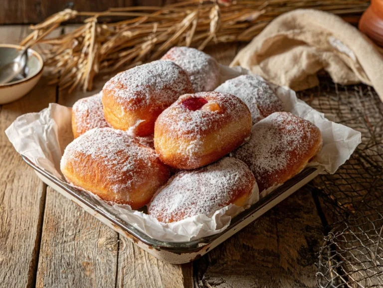Beignets Boules de Berlin are delightful, fluffy pastries that are deep-fried to golden perfection. With a sweet, tender interior and a slightly crispy exterior, these beignets are often rolled in sugar for that extra touch of indulgence. Perfect for breakfast, dessert, or a snack, they bring a European flair to your table. Beignets