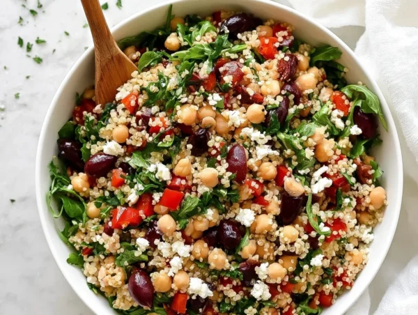 Delicious quinoa salad with Mediterranean ingredients and healthy flavors