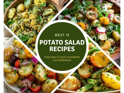 A vibrant bowl of potato salad with fresh herbs and vegetables for summer gatherings