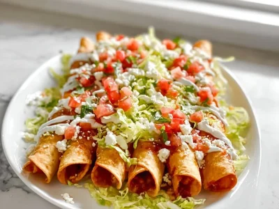 5-Ingredient Chipotle Chicken Taquitos served on a plate
