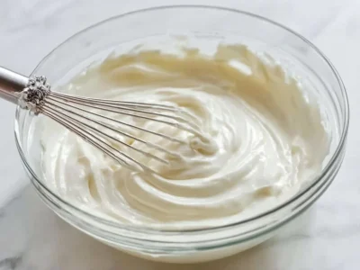 Healthy cream cheese frosting recipe made in 5 minutes.