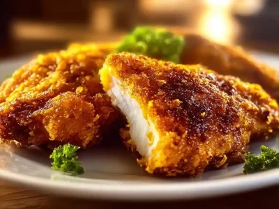 Crispy air fryer chicken served with a side of vegetables