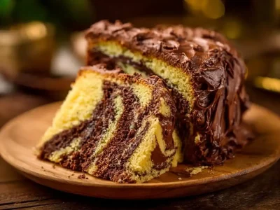 Winning Chocolate and Vanilla Cake with layers of rich chocolate and creamy vanilla frosting
