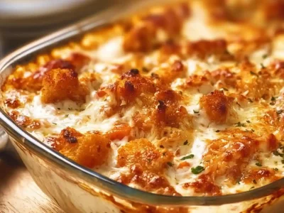 Cottage Cheese Chicken Parmesan Bowl with fresh herbs and cheese on top