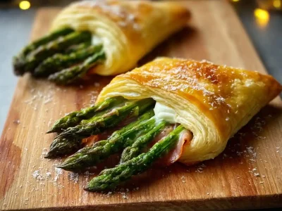 Crispy green asparagus puff pastry pockets