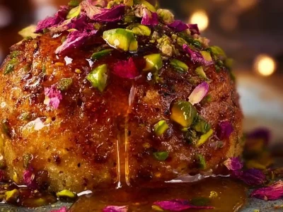 Delicious fried ice cream served with chocolate sauce and sprinkles