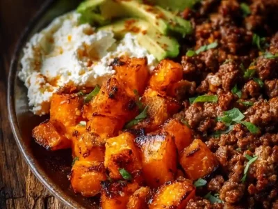 Ground Beef Hot Honey Bowl - a high protein, flavorful dish.