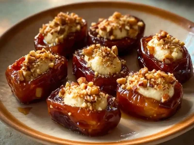 Maple-drizzled mascarpone stuffed dates for a delicious treat