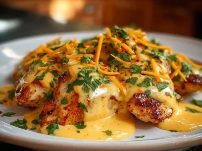 Delicious Mexican Chicken served with creamy cheese sauce