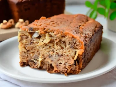 moist afternoon snack banana bread slice with walnuts and golden crust