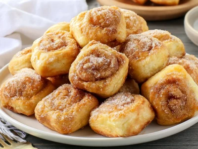 Delicious air fryer cinnamon roll bites made with canned biscuits