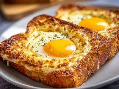 Delicious air fryer egg and cheese toast served on a plate