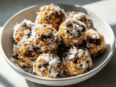 Almond Chia Energy Bites featuring nutritious ingredients for a healthy snack.