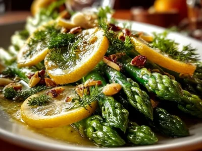 Fresh asparagus salad with lemon vinaigrette dressing