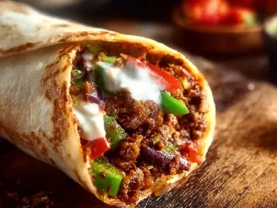 Authentic Lebanese Beef Wrap filled with flavorful ingredients