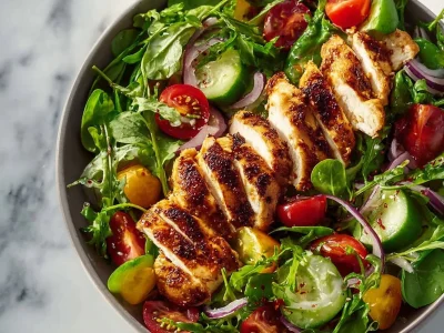 Delicious Baked Chicken Salad served in a bowl, showcasing fresh ingredients and vibrant colors.
