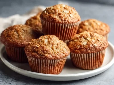 Delicious Banana Almond Muffins arranged on a plate.