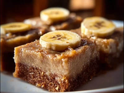 Delicious Banana Bread Brownies fresh out of the oven, topped with walnuts.